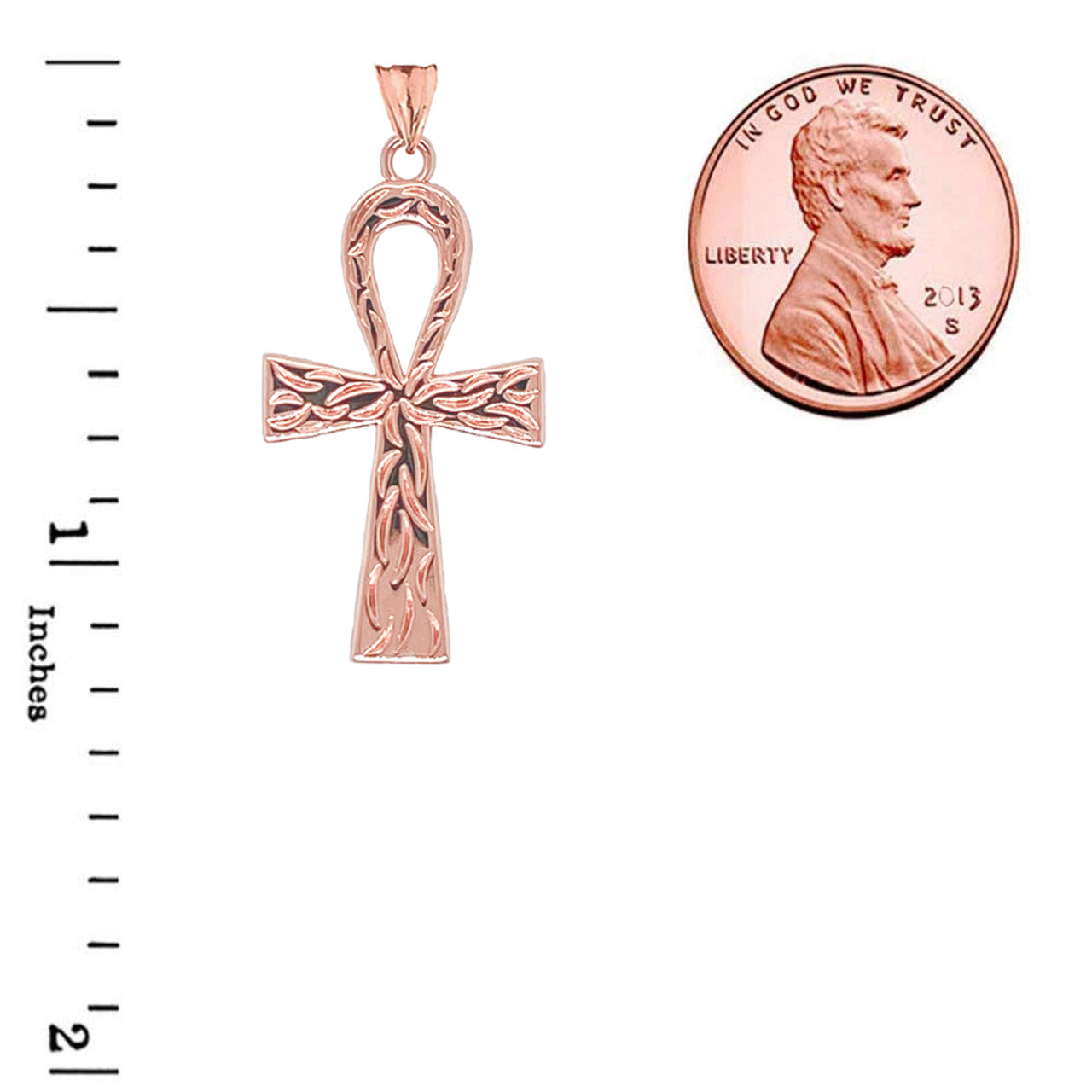 Gold Ankh Cross Charm Pendant Necklace (Small), view 9