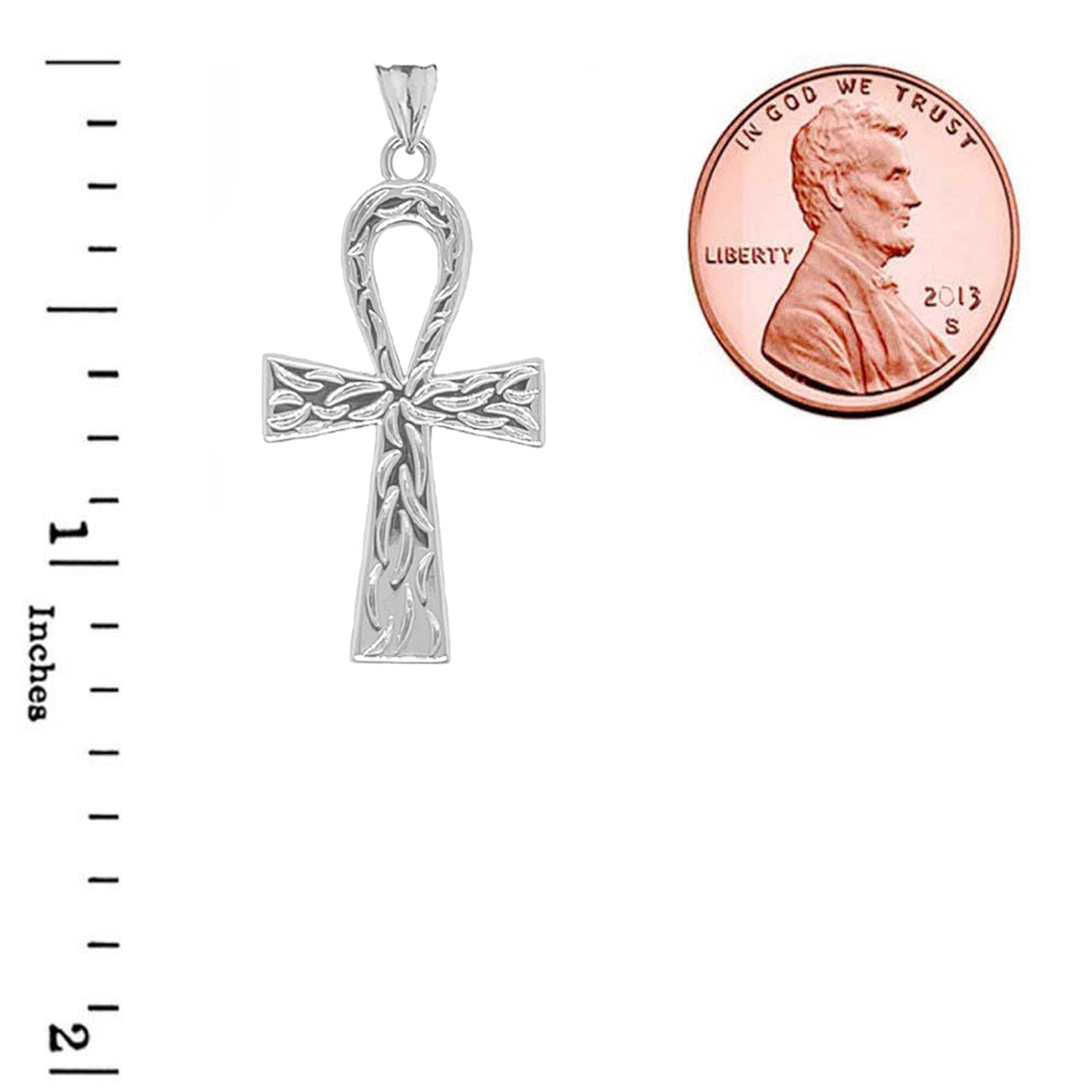 Gold Ankh Cross Charm Pendant Necklace (Small), view 10