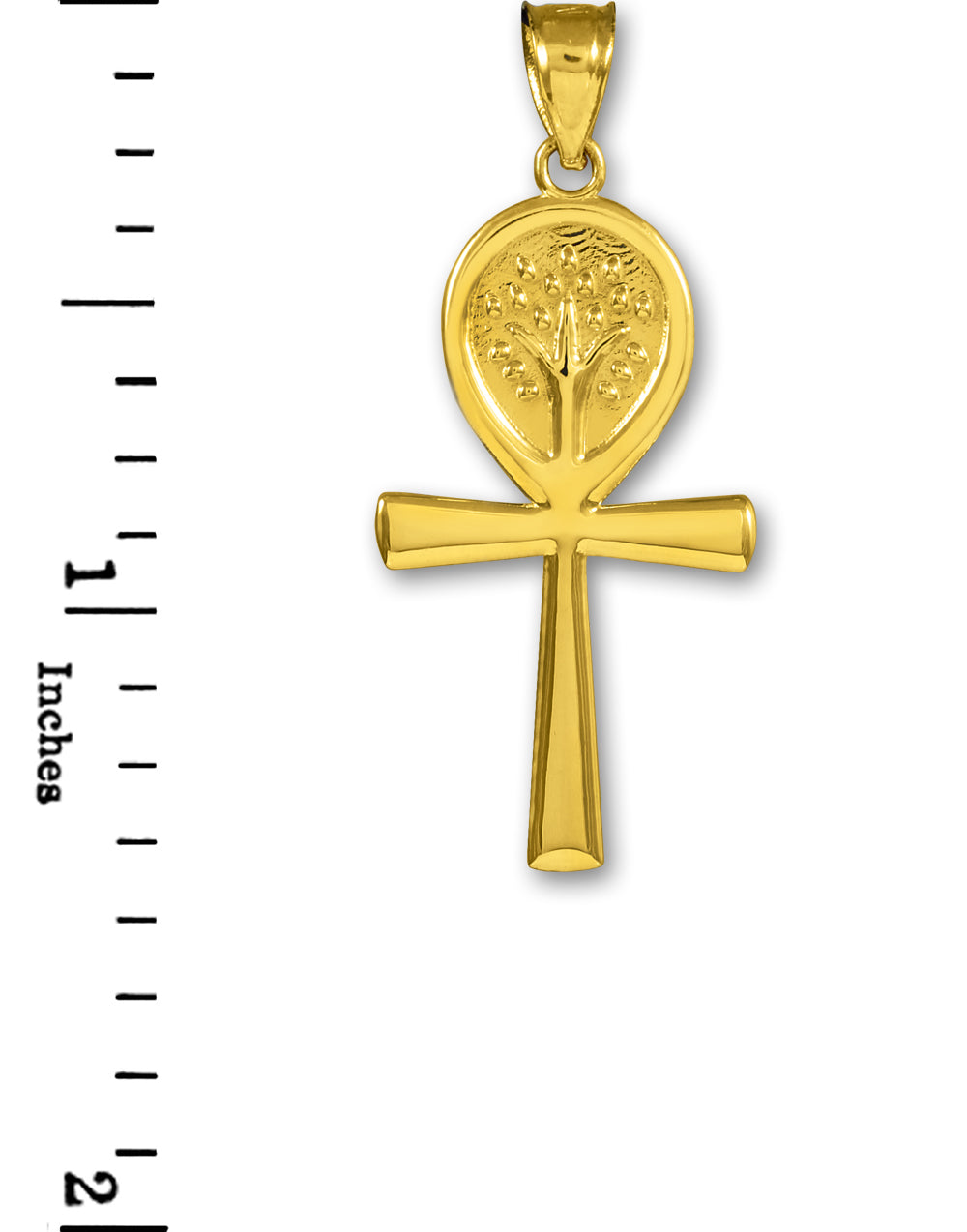 Gold Ankh Cross Tree of Life Pendant Necklace, view 3