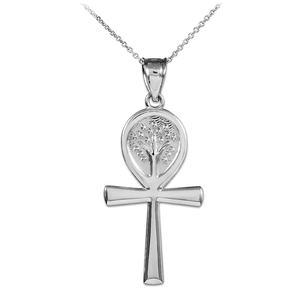 Gold Ankh Cross Tree of Life Pendant Necklace, view 7