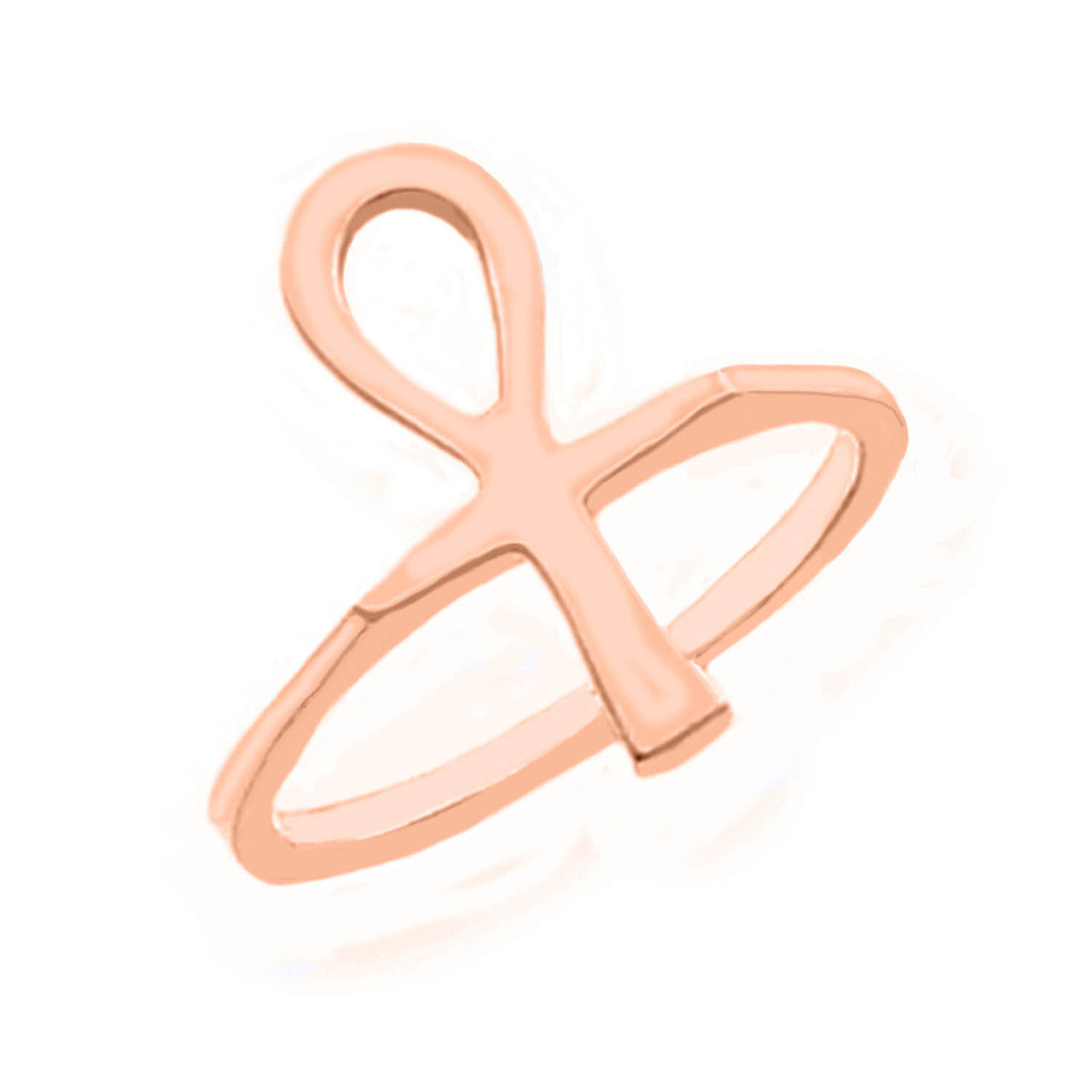Gold Ankh Egyptian Cross Ring, view 2