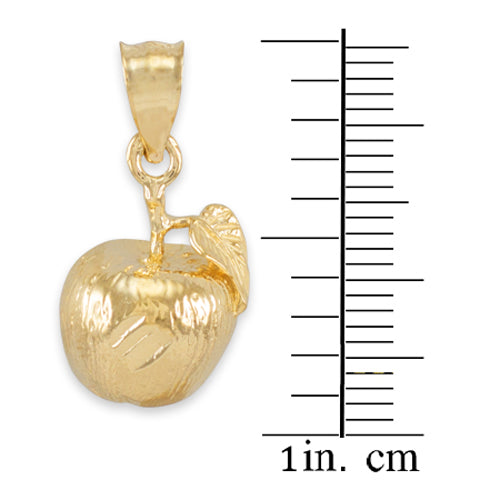 Gold Apple Charm Pendant Necklace, view 2
