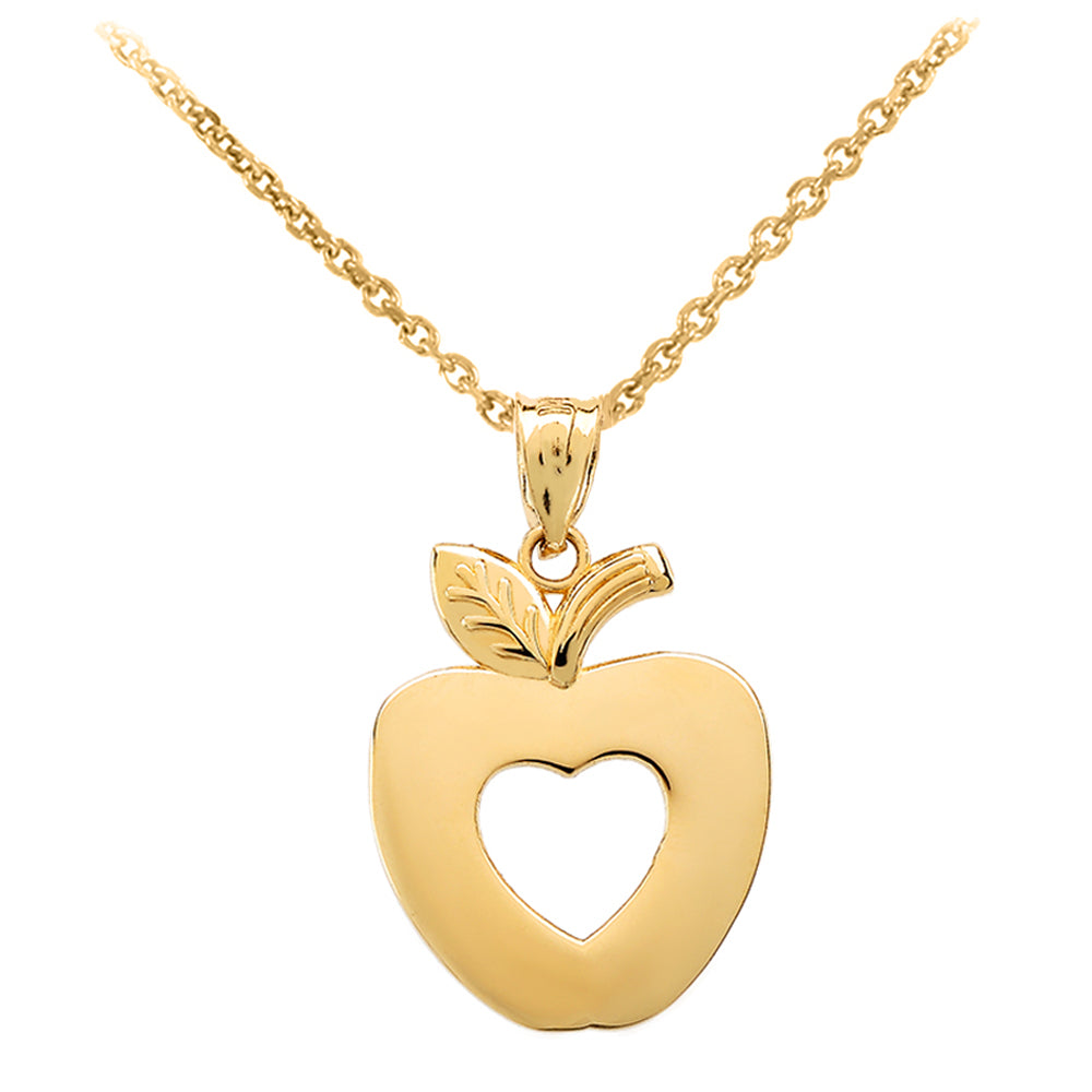 Gold Apple Heart Pendant Necklace