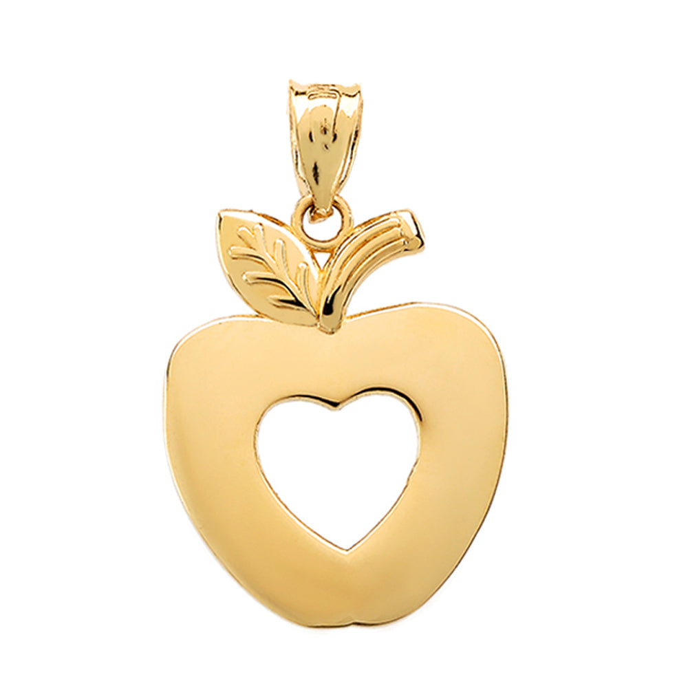 Gold Apple Heart Pendant Necklace, view 2