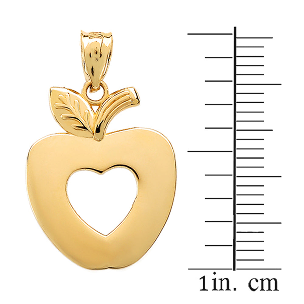 Gold Apple Heart Pendant Necklace, view 3