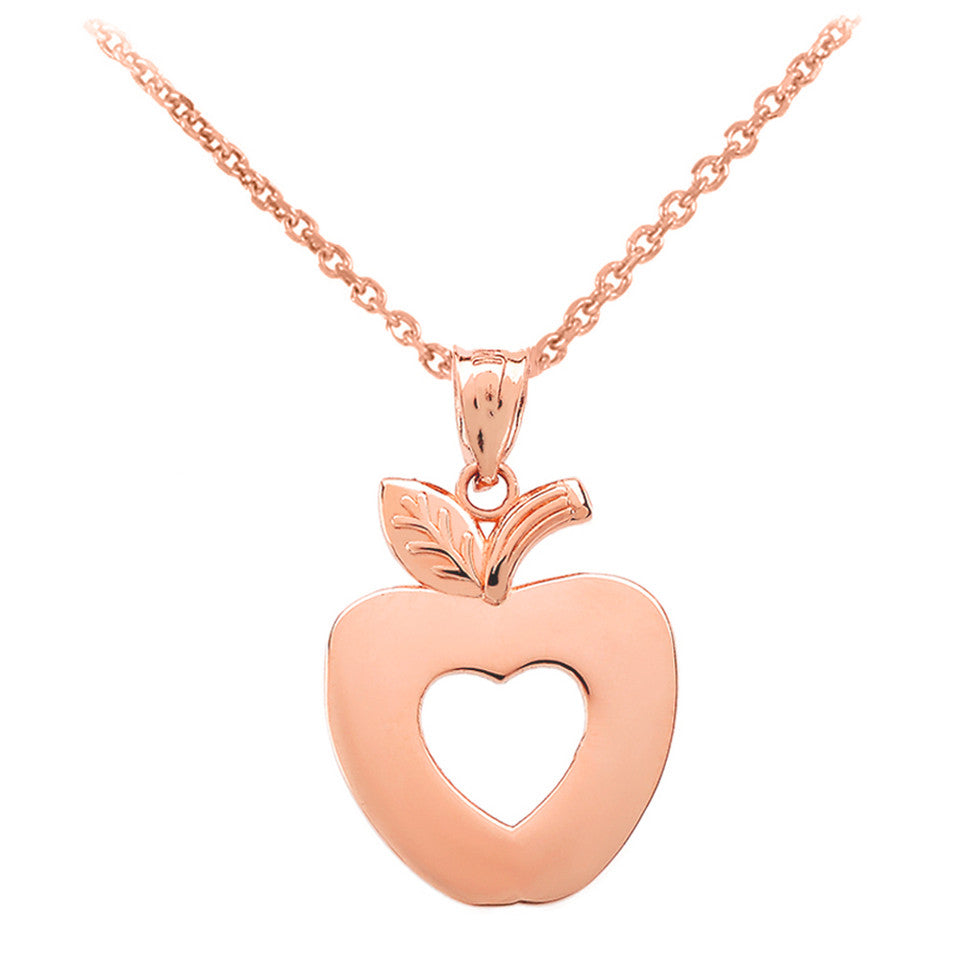 Gold Apple Heart Pendant Necklace, view 6