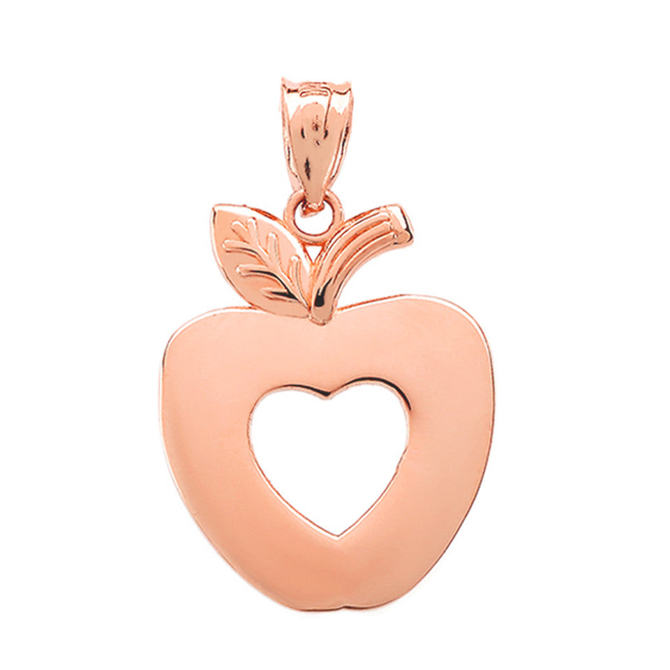 Gold Apple Heart Pendant Necklace, view 7