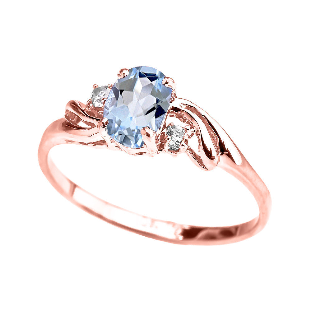 Gold Aquamarine Oval Solitaire Proposal Ring, view 2