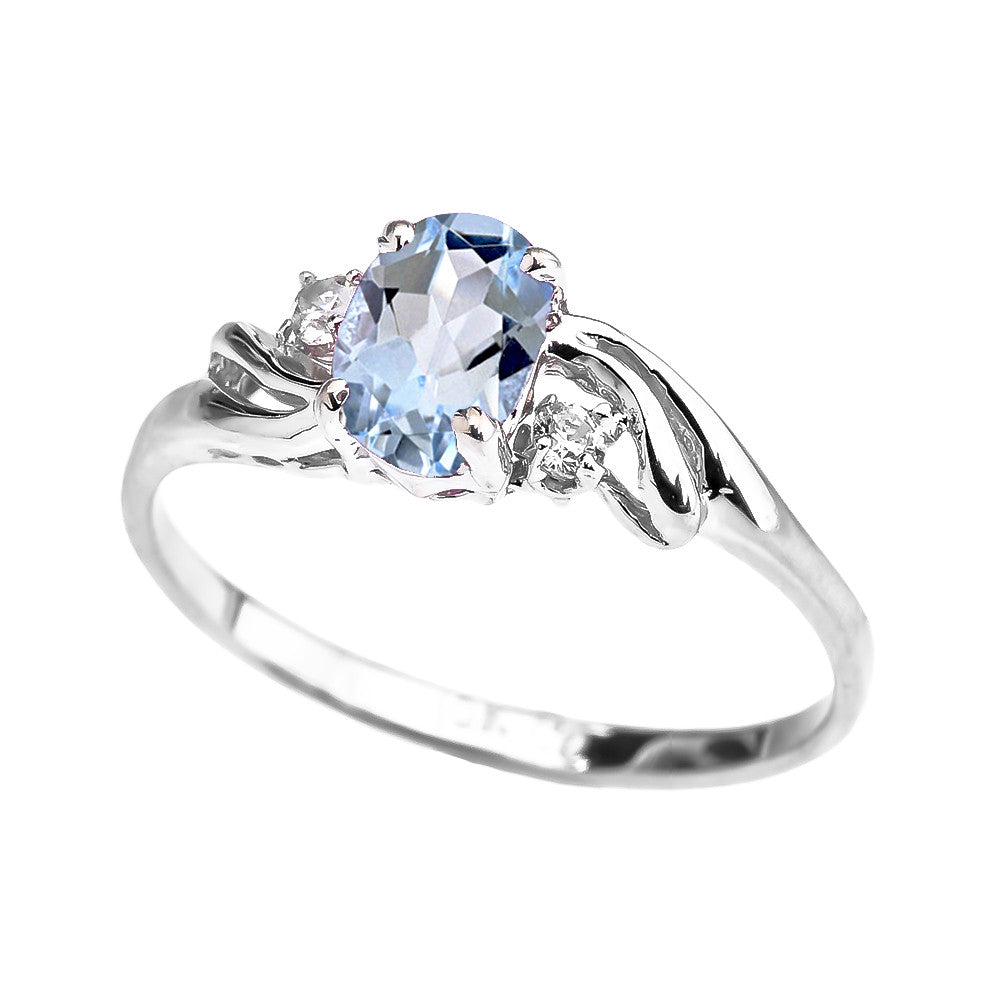 Gold Aquamarine Oval Solitaire Proposal Ring, view 3