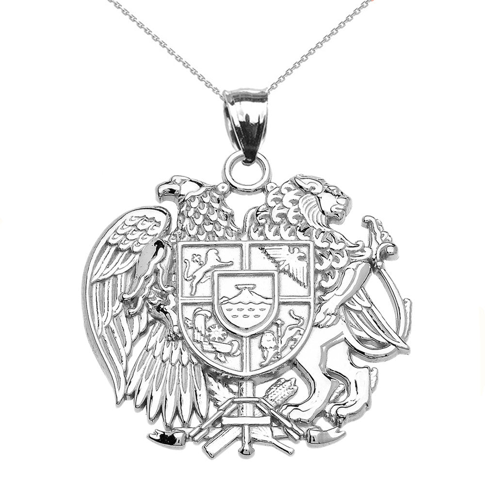 Gold Armenian National Coat of Arms Eagle and Lion Pendant Necklace, view 5