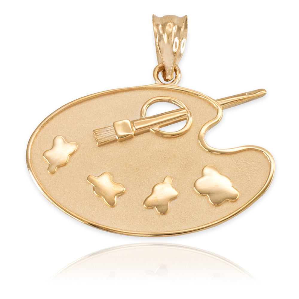 Gold Artist Painter Palette Pendant Necklace, view 2