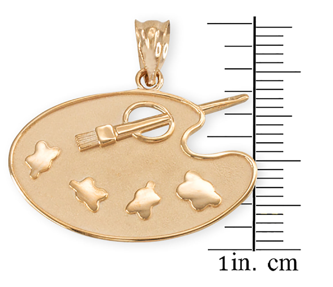 Gold Artist Painter Palette Pendant Necklace, view 3