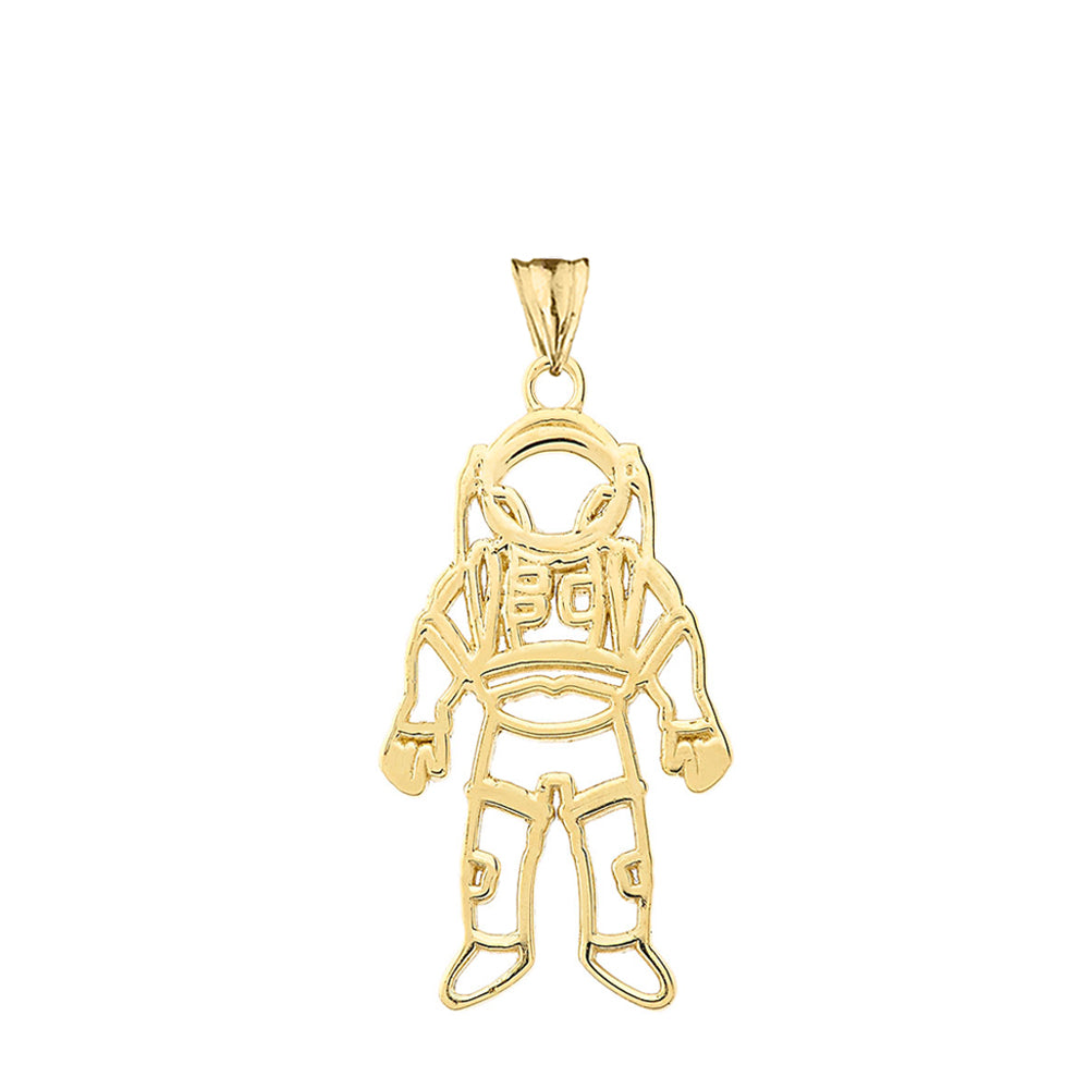 Gold Astronaut Pendant Necklace, view 2