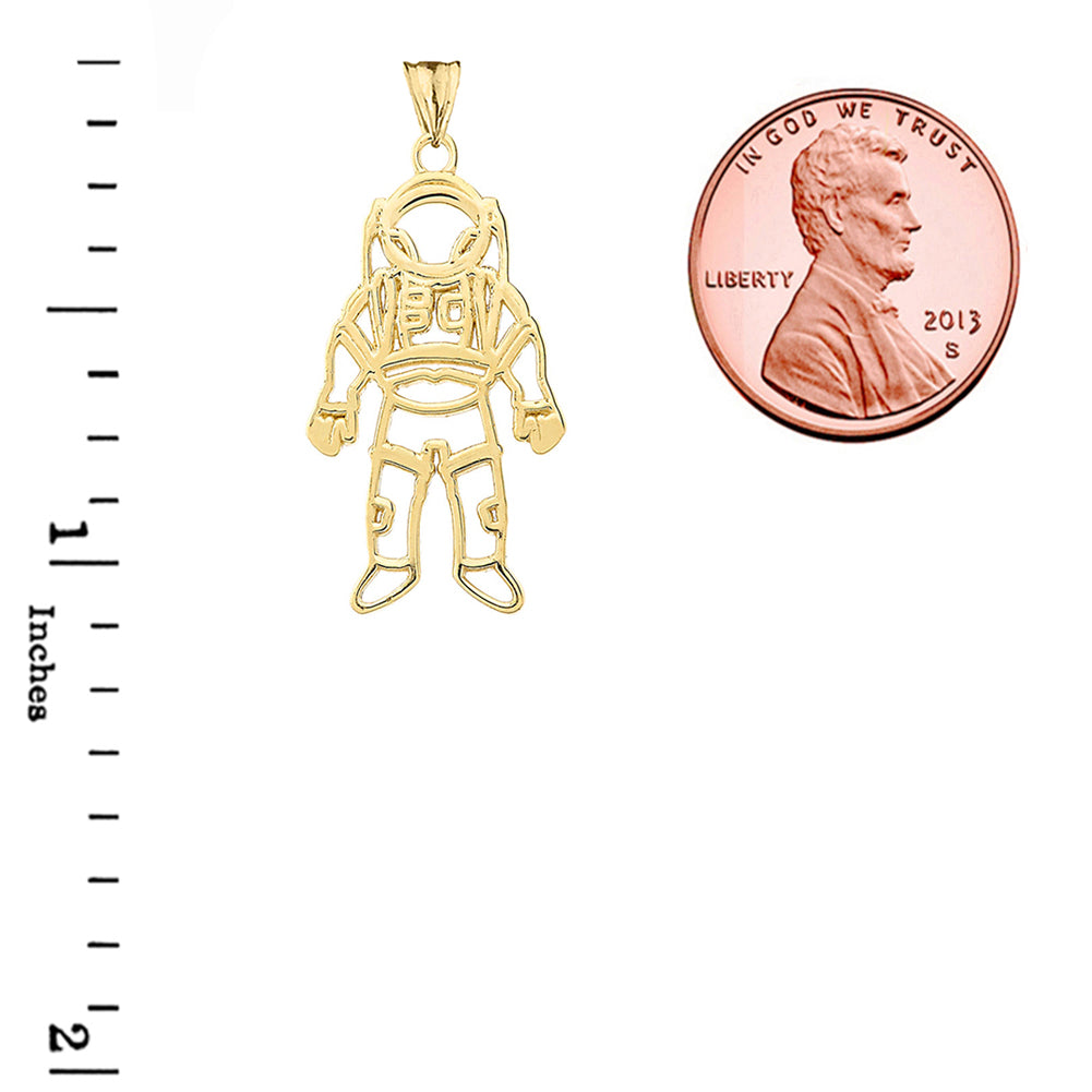 Gold Astronaut Pendant Necklace, view 3