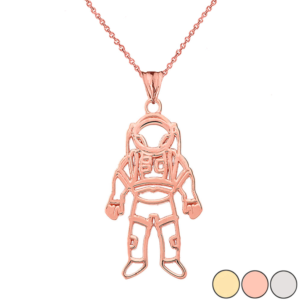 Gold Astronaut Pendant Necklace, view 4