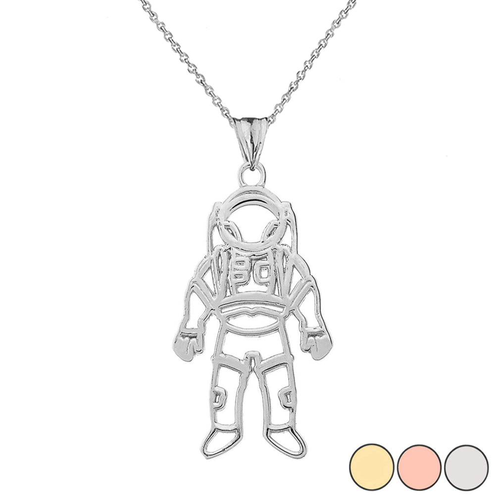 Gold Astronaut Pendant Necklace, view 7