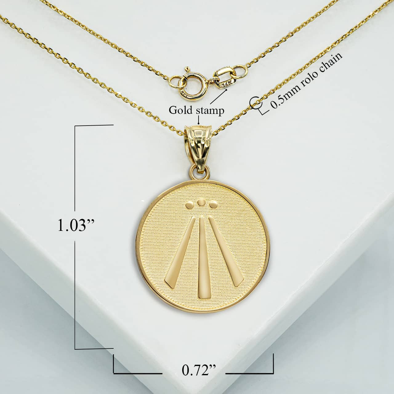 Gold Awen Celtic Symbol Pendant Necklace, view 3