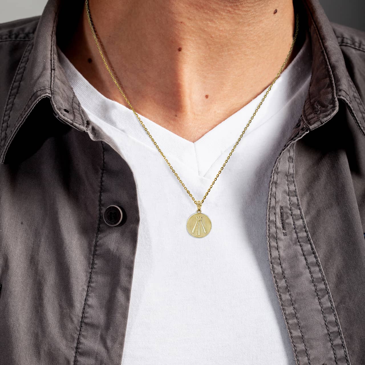 Gold Awen Celtic Symbol Pendant Necklace, view 4