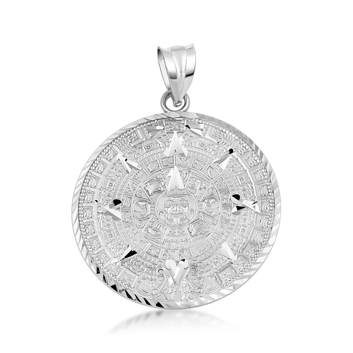 Gold Aztec Calendar Pendant Medallion Necklace, view 9