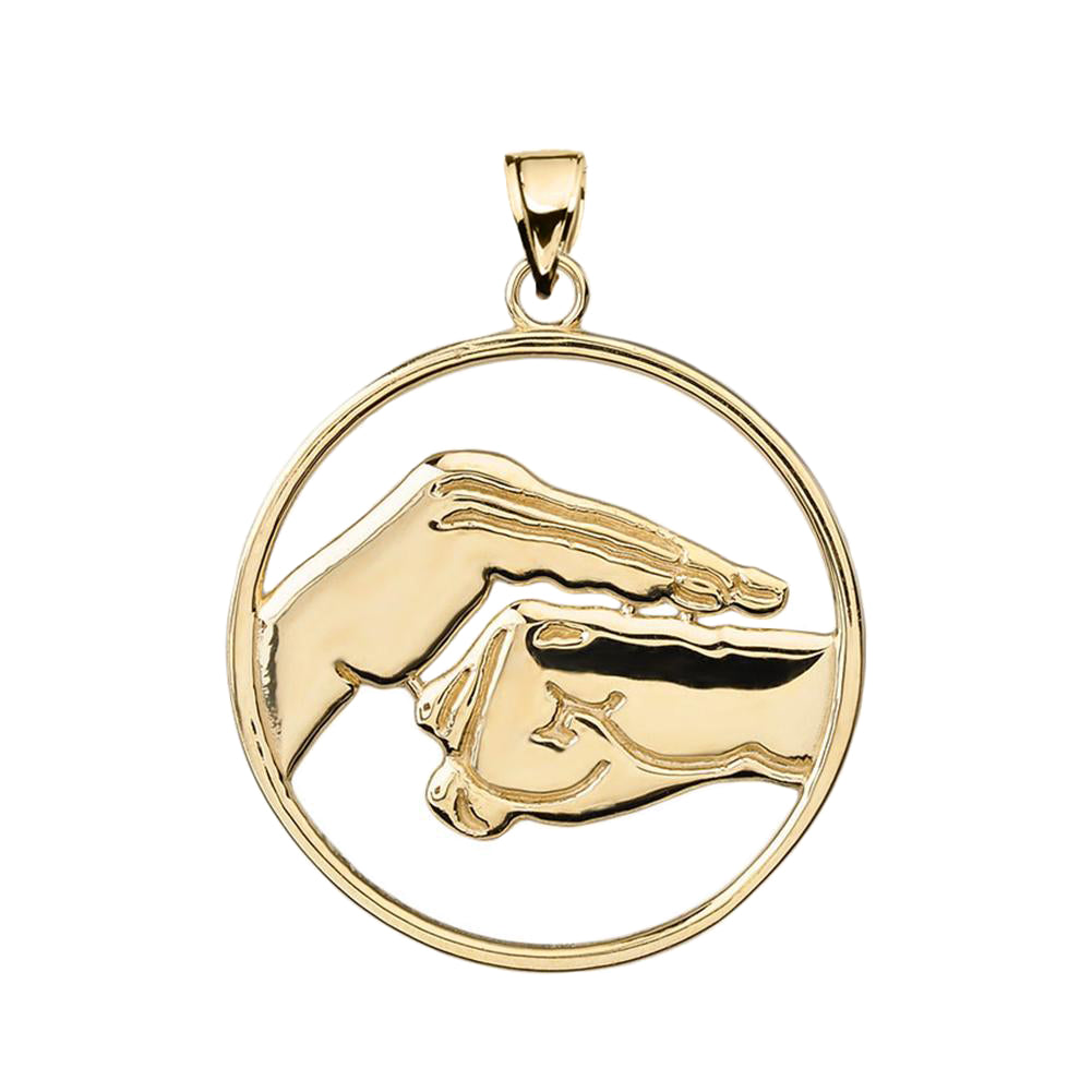 Gold Bao Quan Martial Arts Hand Symbol Pendant, view 2