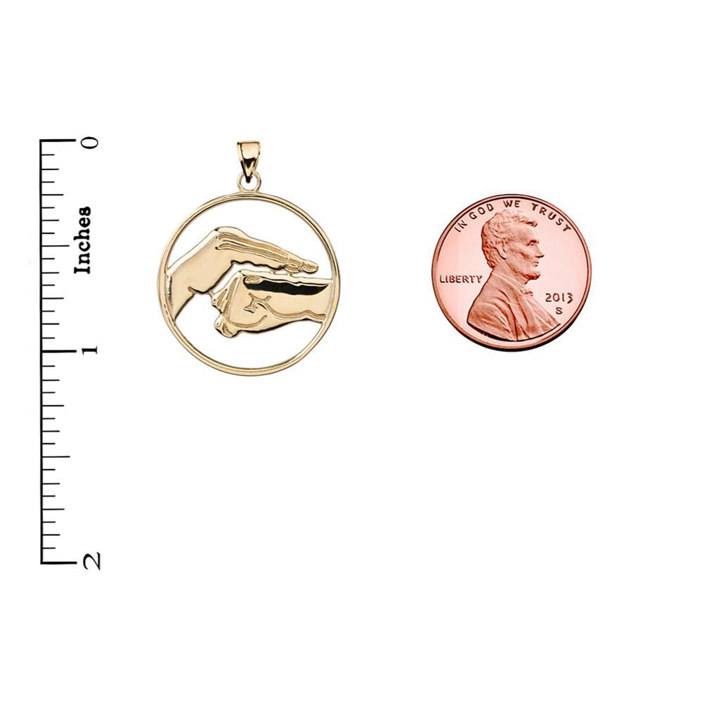 Gold Bao Quan Martial Arts Hand Symbol Pendant, view 3