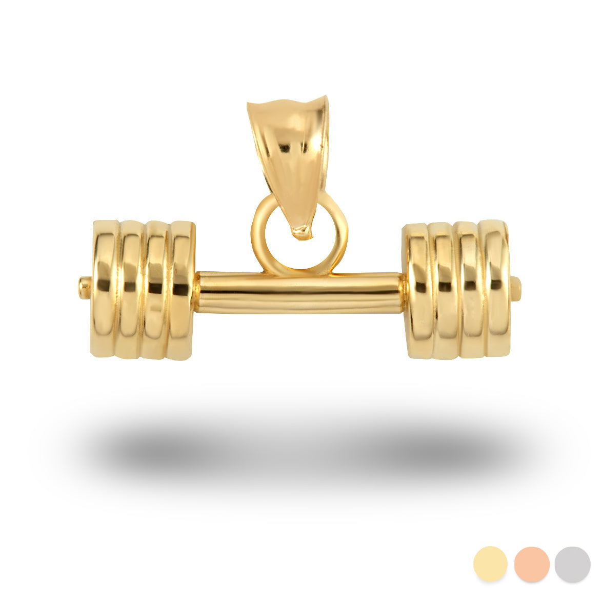 Gold Barbell Weightlifting Fitness Gym Pendant Necklace