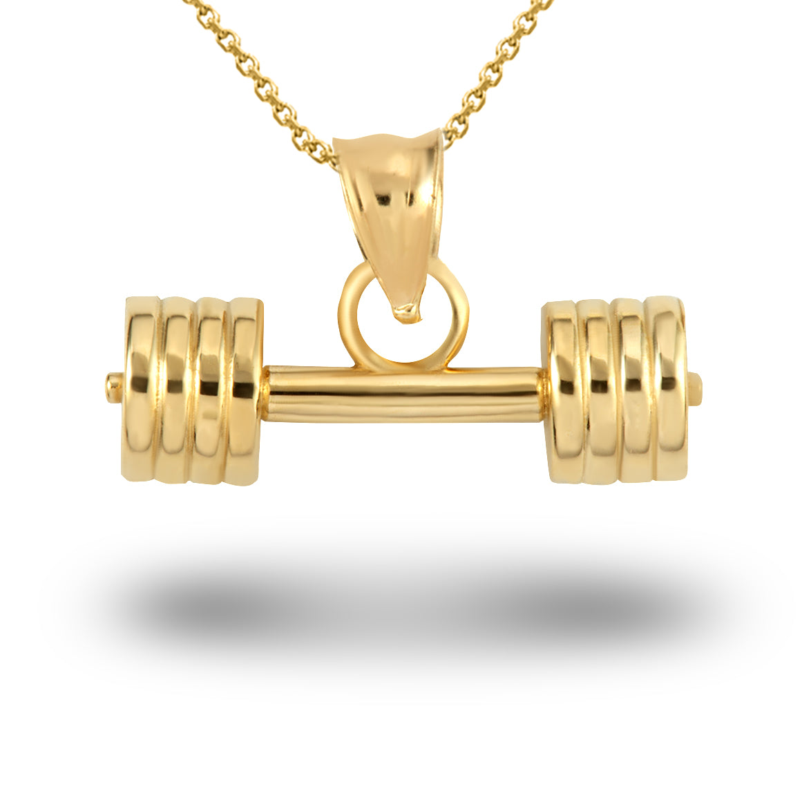 Gold Barbell Weightlifting Fitness Gym Pendant Necklace, view 5