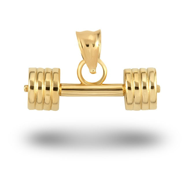 Gold Barbell Weightlifting Fitness Gym Pendant Necklace, view 10