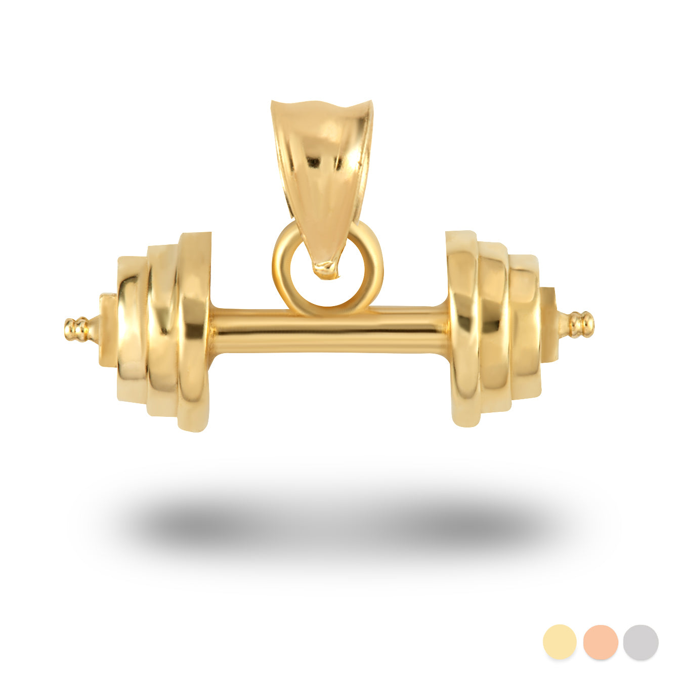 Gold Barbell Weightlifting Fitness Pendant Necklace