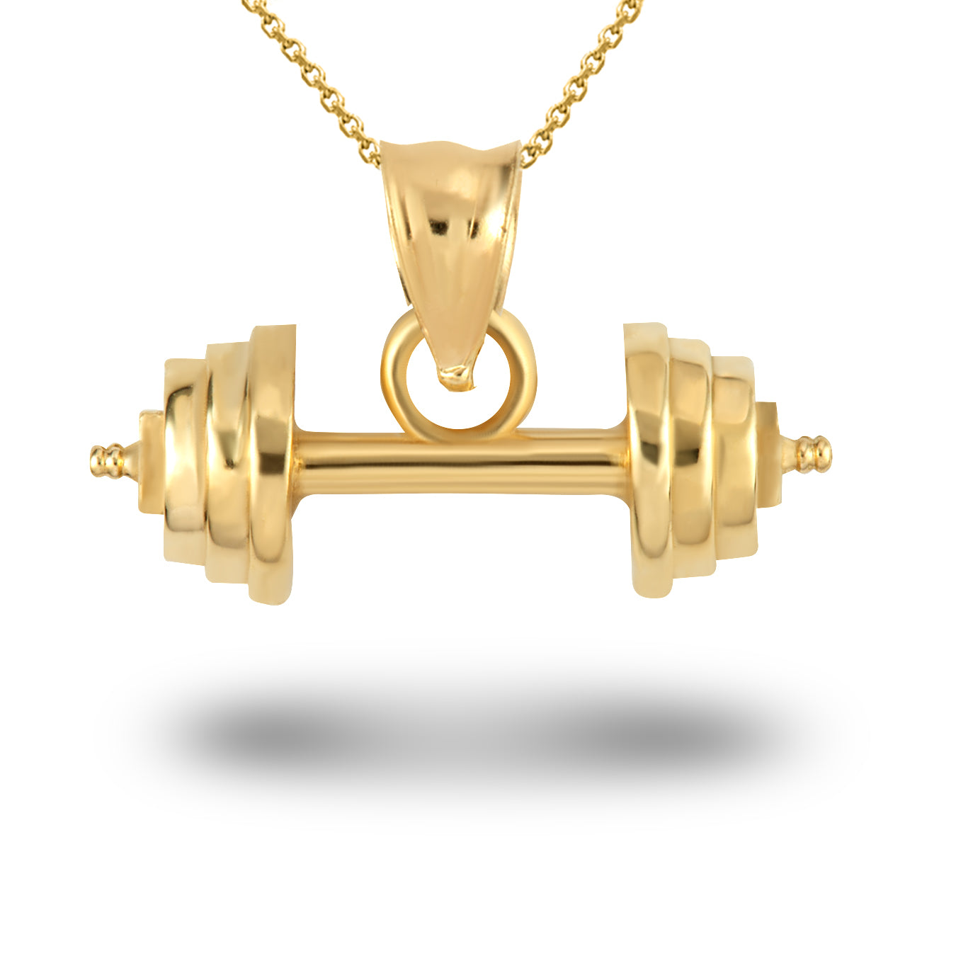 Gold Barbell Weightlifting Fitness Pendant Necklace, view 5