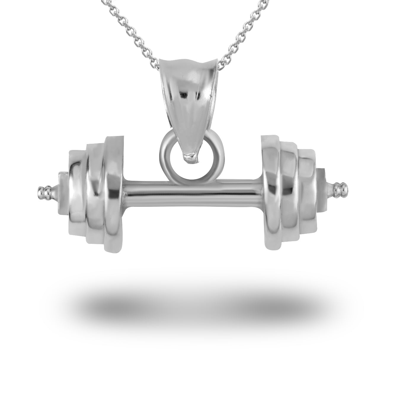 Gold Barbell Weightlifting Fitness Pendant Necklace, view 7