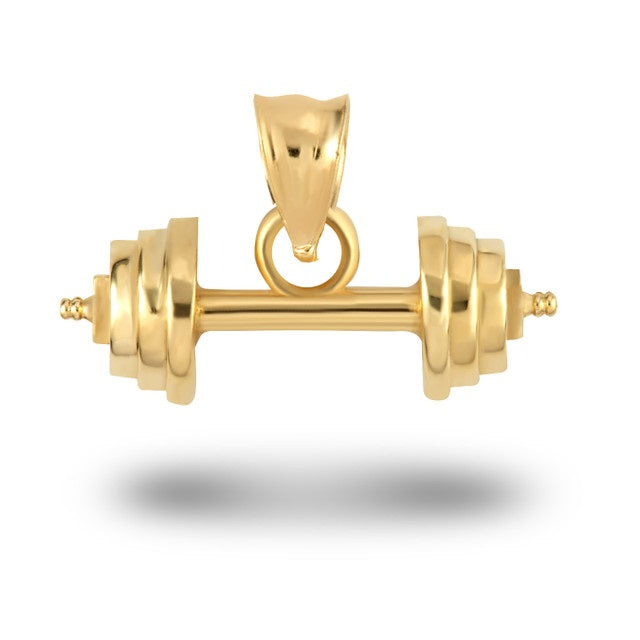 Gold Barbell Weightlifting Fitness Pendant Necklace, view 10