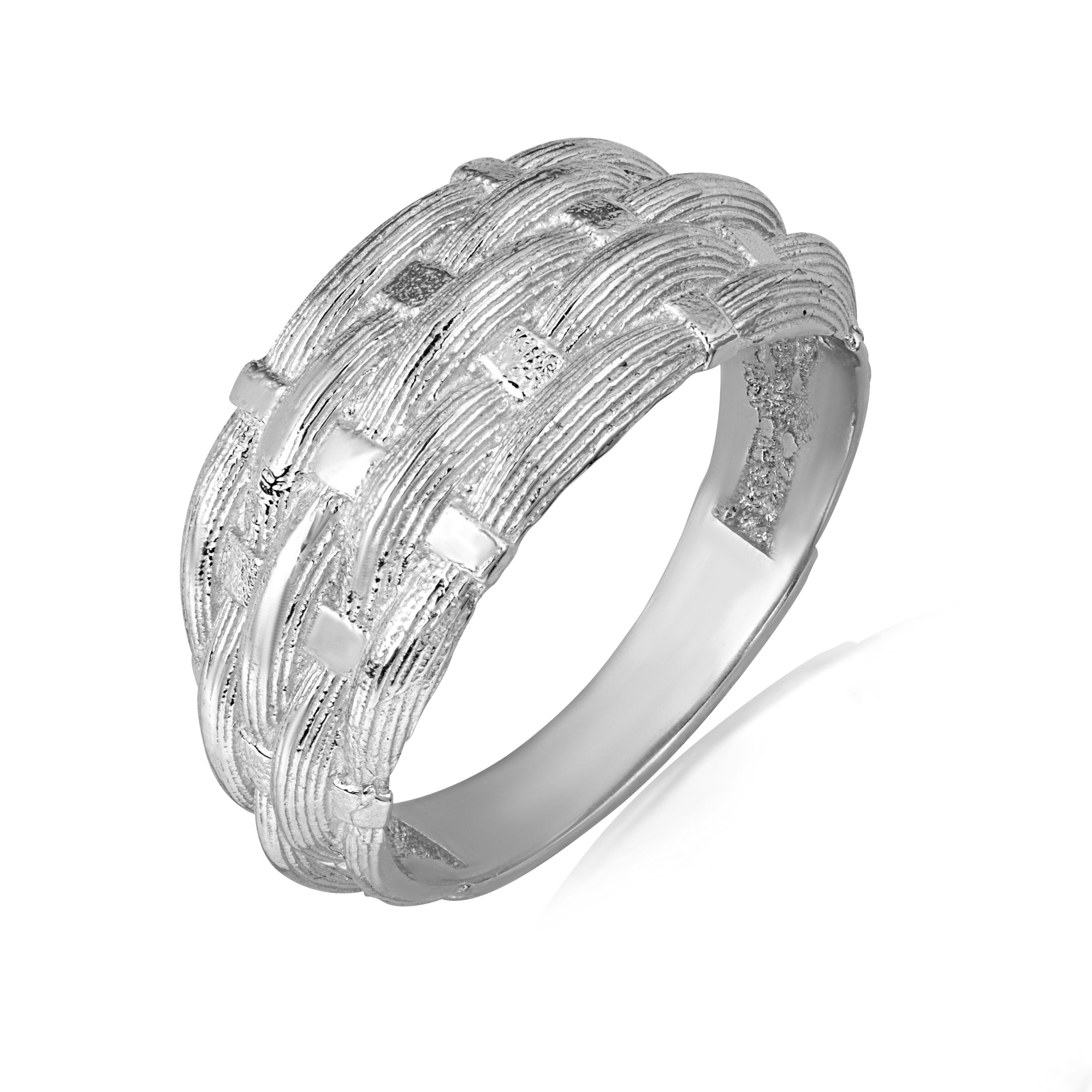 Gold Basket Weave Textured Band Ring, view 4