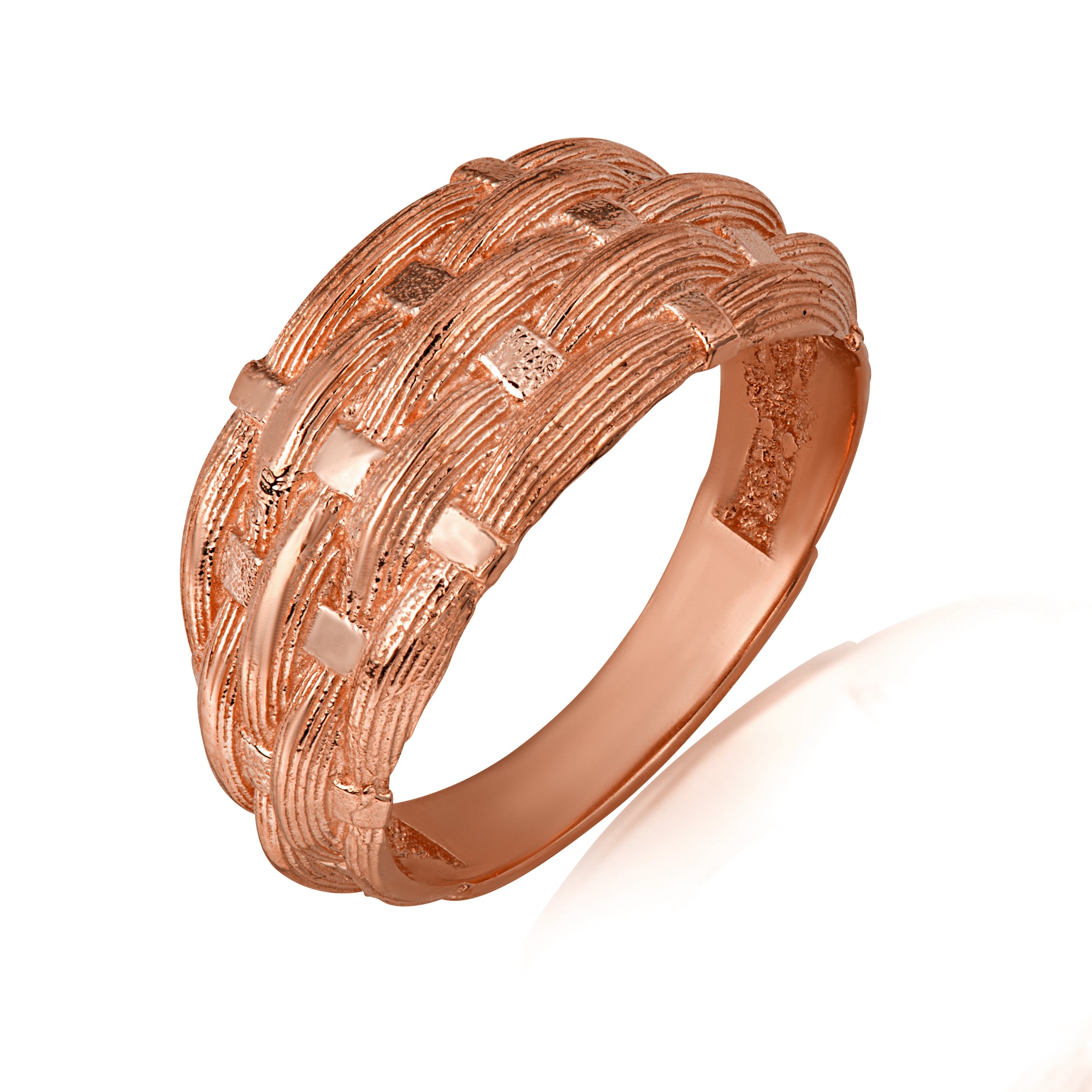 Gold Basket Weave Textured Band Ring, view 5