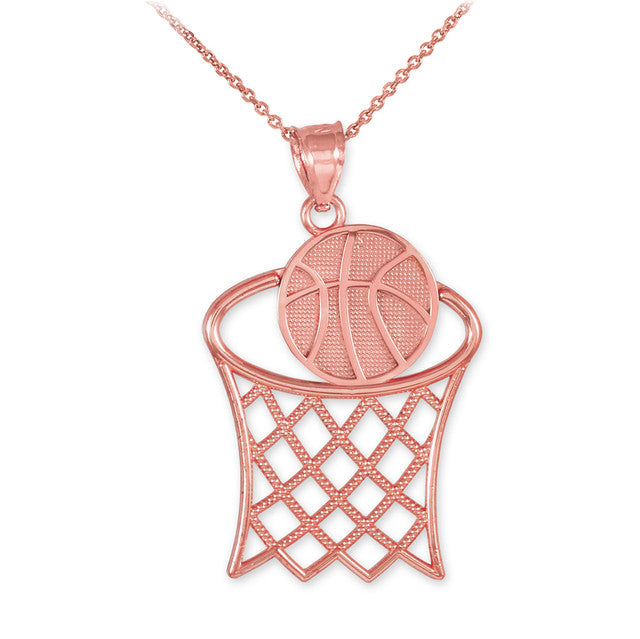 Gold Basketball Hoop Gold Sports Pendant Necklace, view 6