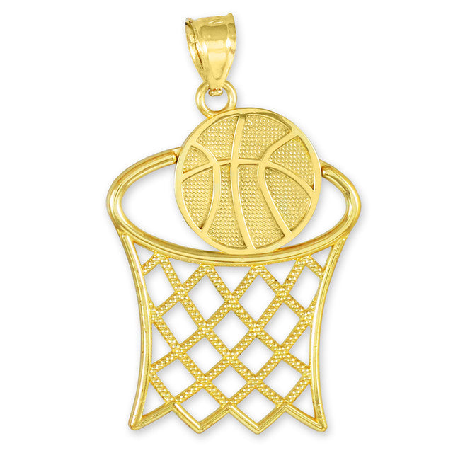 Gold Basketball Hoop Gold Sports Pendant Necklace, view 7