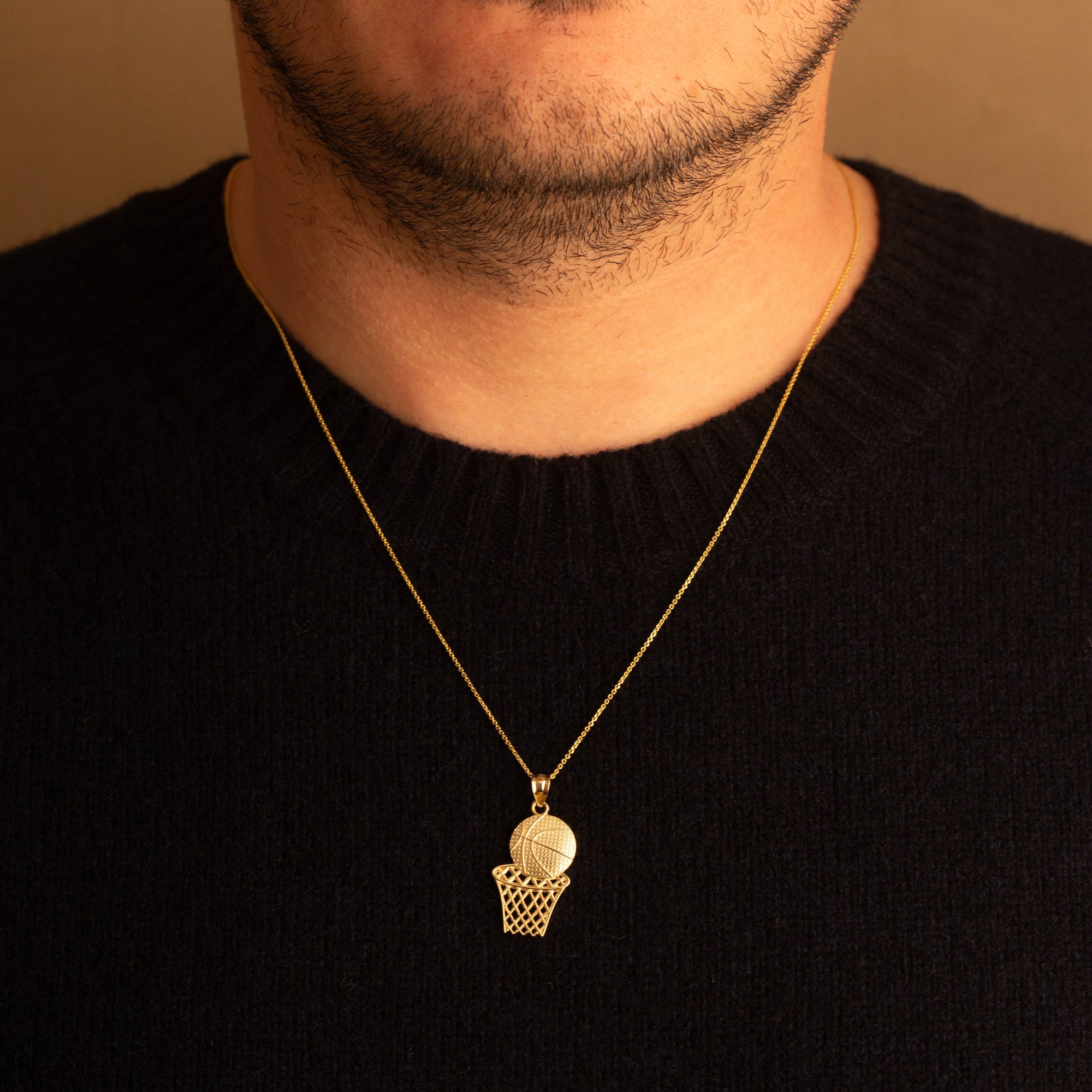 Gold Basketball Necklace, view 2