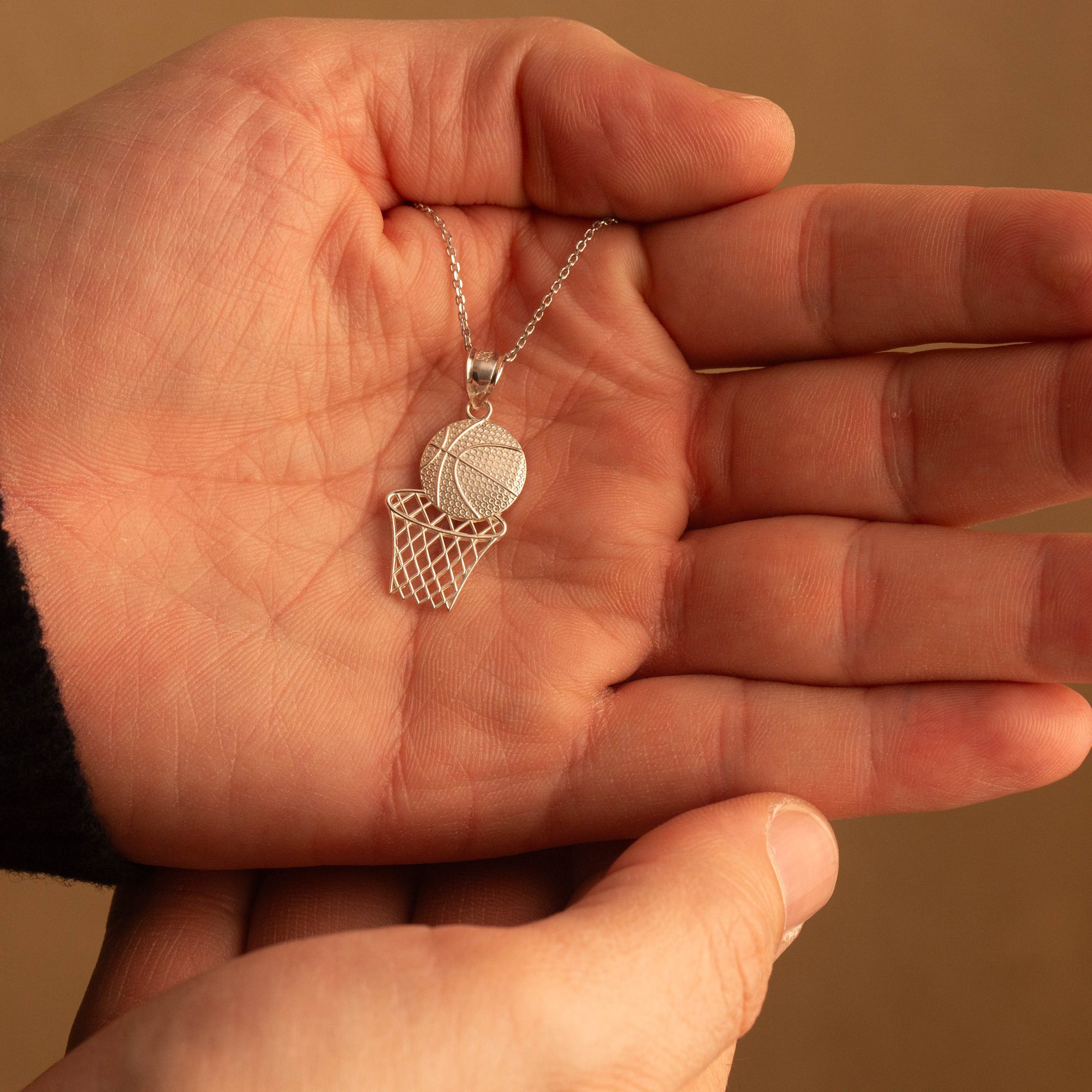 Gold Basketball Necklace, view 3
