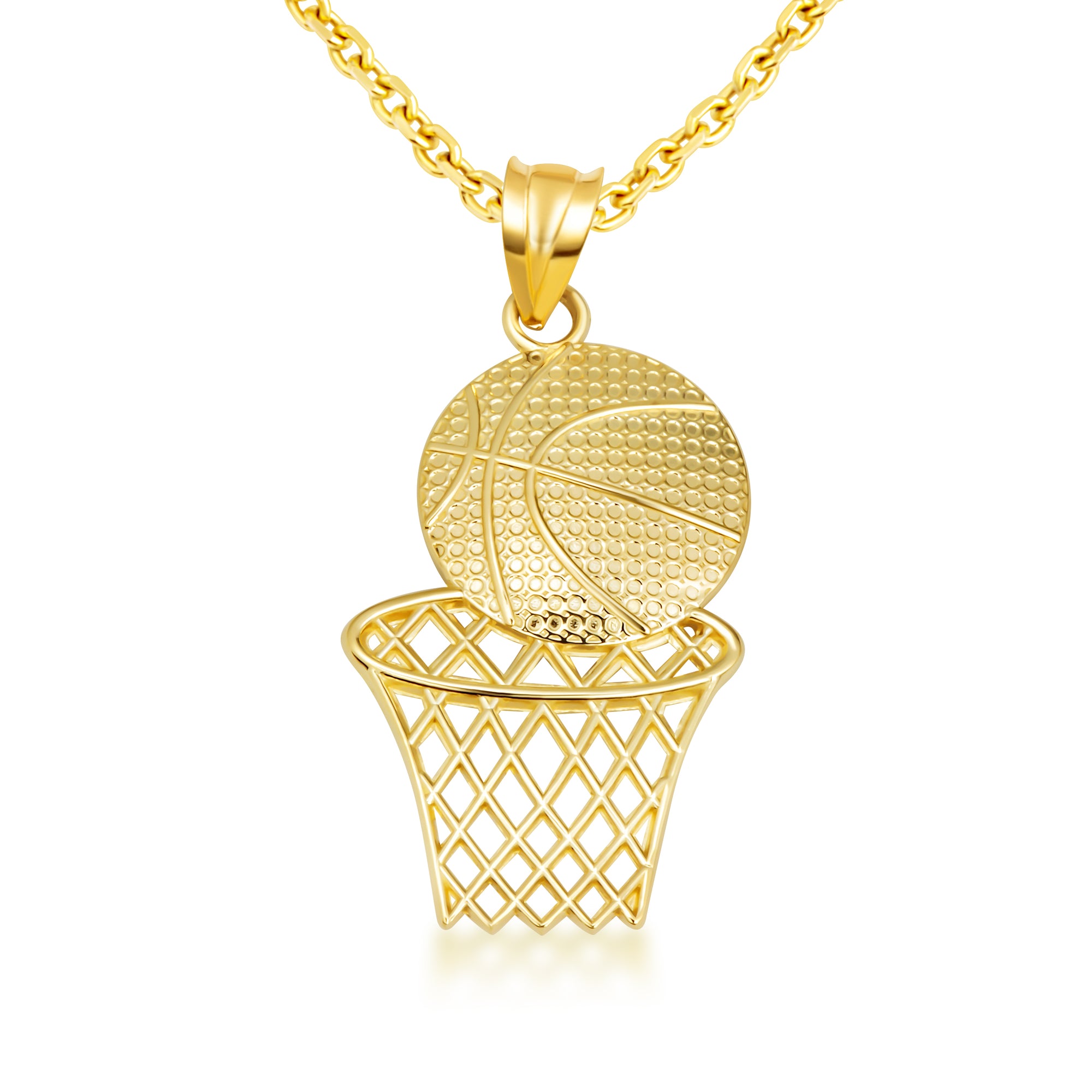 Gold Basketball Necklace, view 6