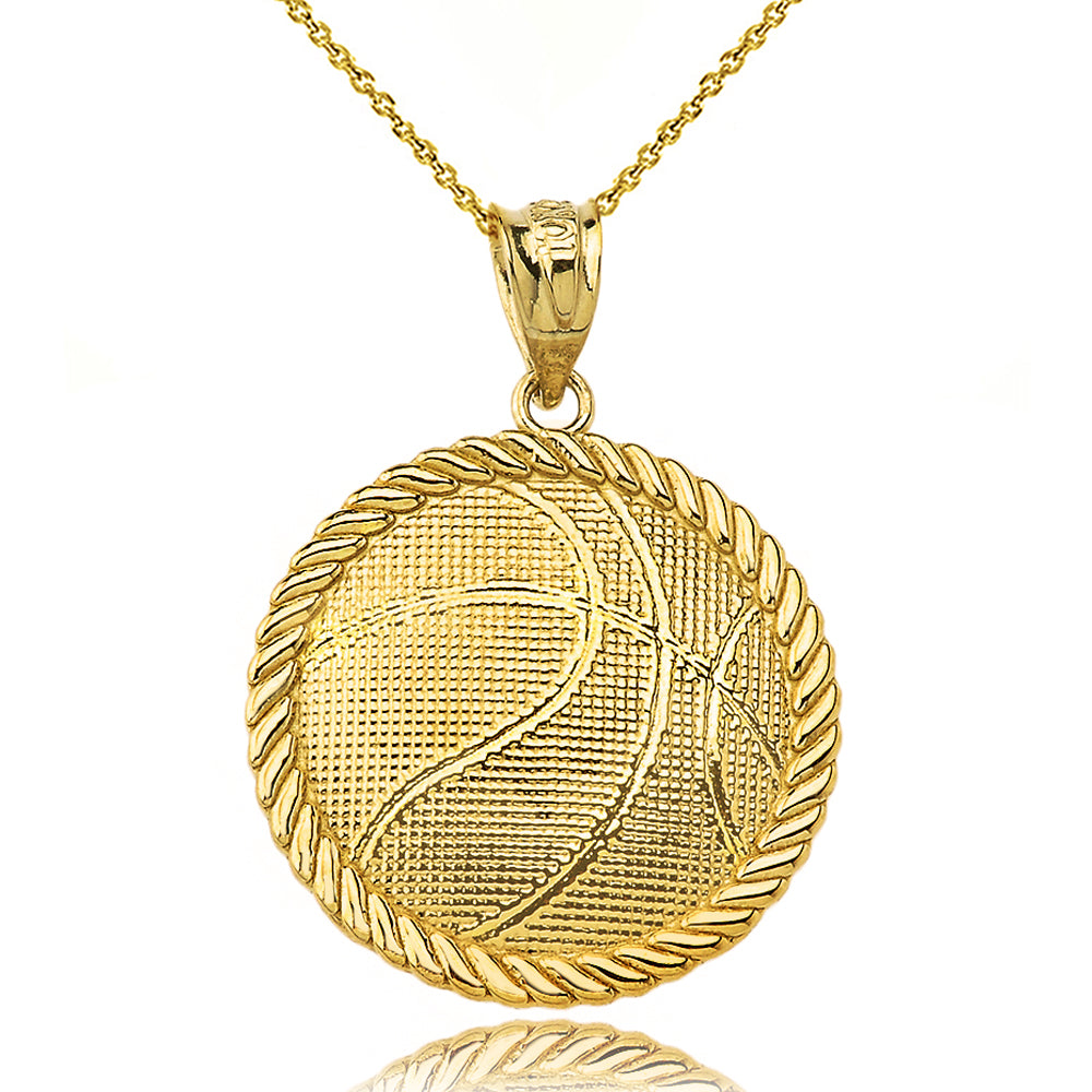 Gold Basketball Pendant Necklace