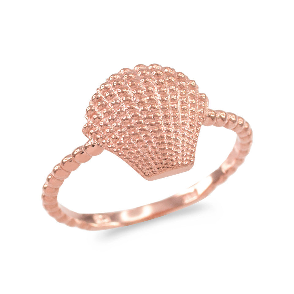 Gold Beach Seashell Beaded Band Ring, view 3