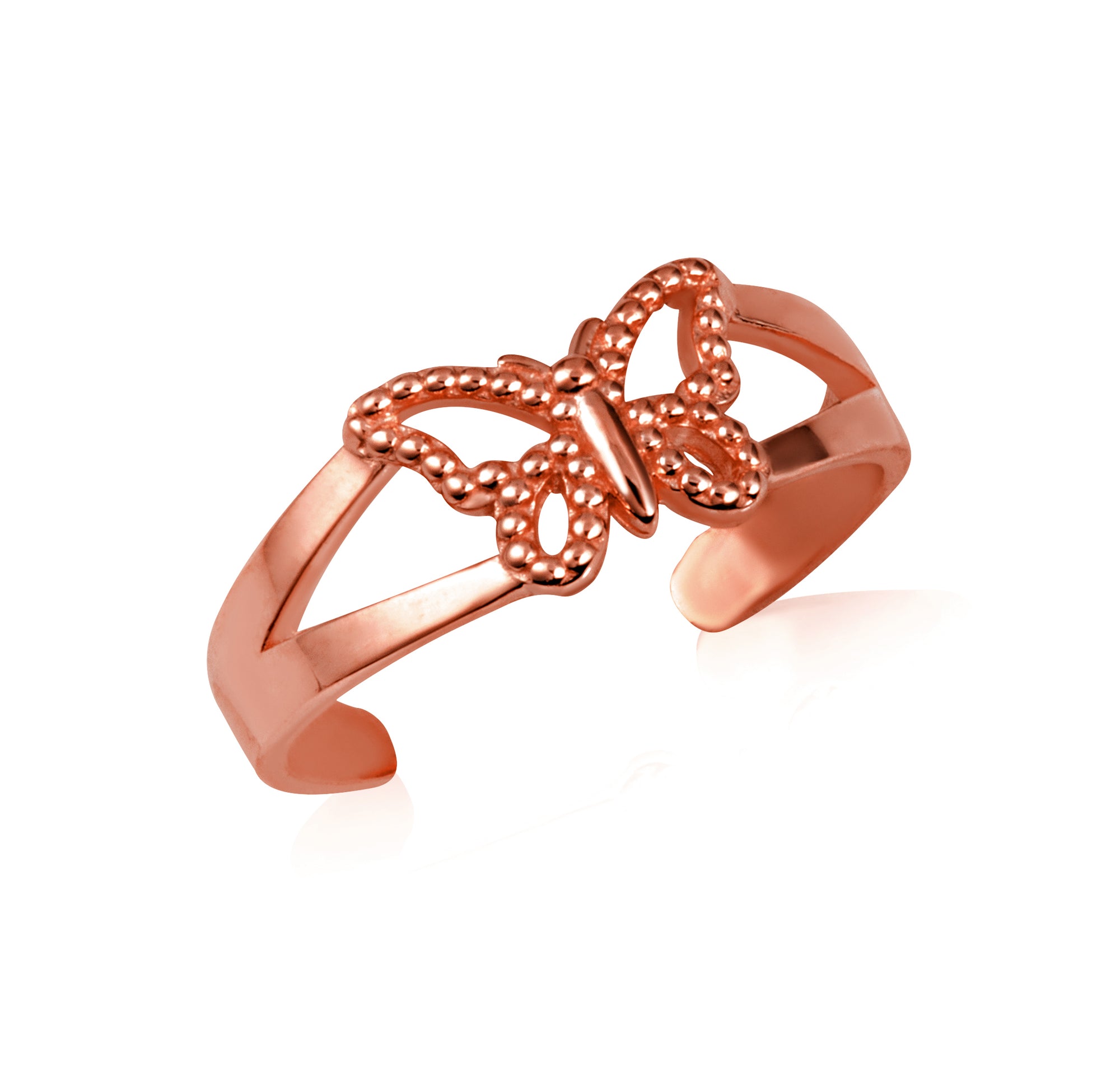 Gold Beaded Butterfly Toe Ring, view 4