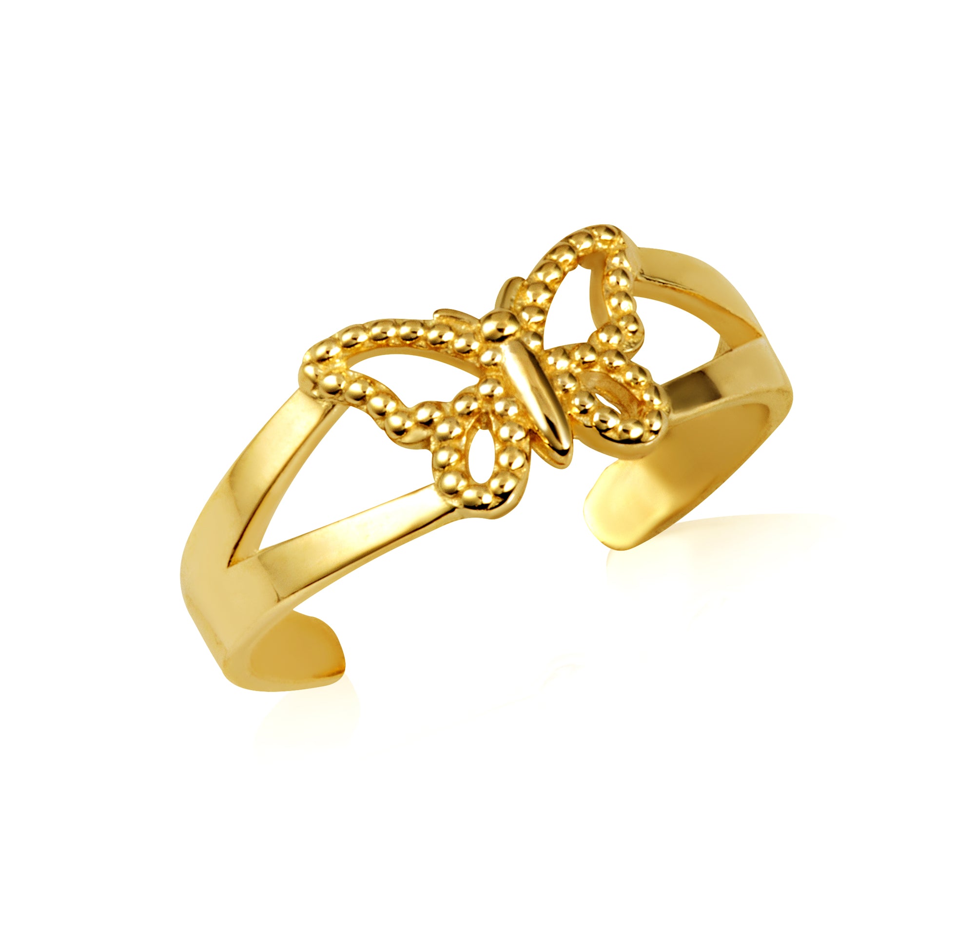 Gold Beaded Butterfly Toe Ring, view 5