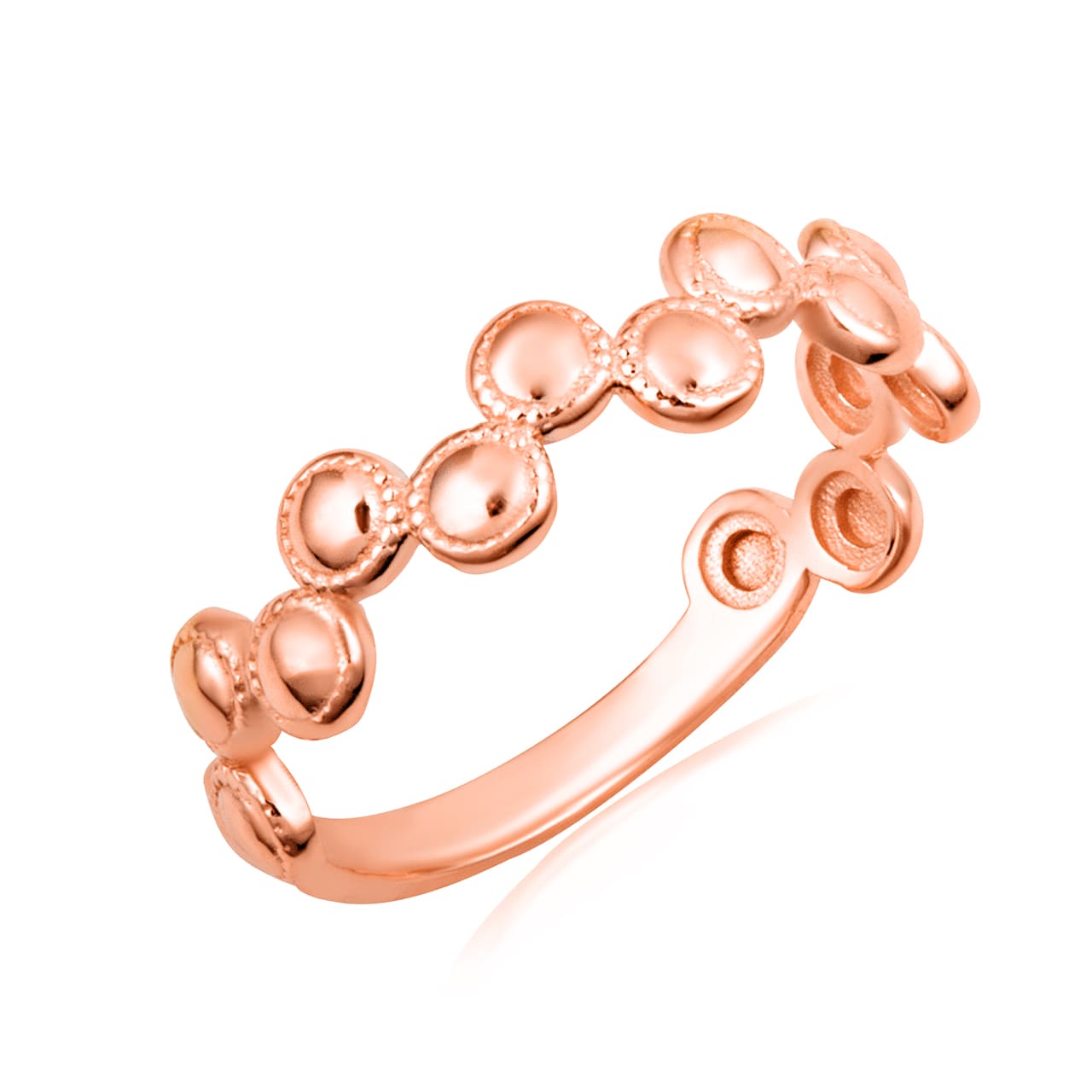 Gold Beaded Circle Bubble Band Ring, view 4