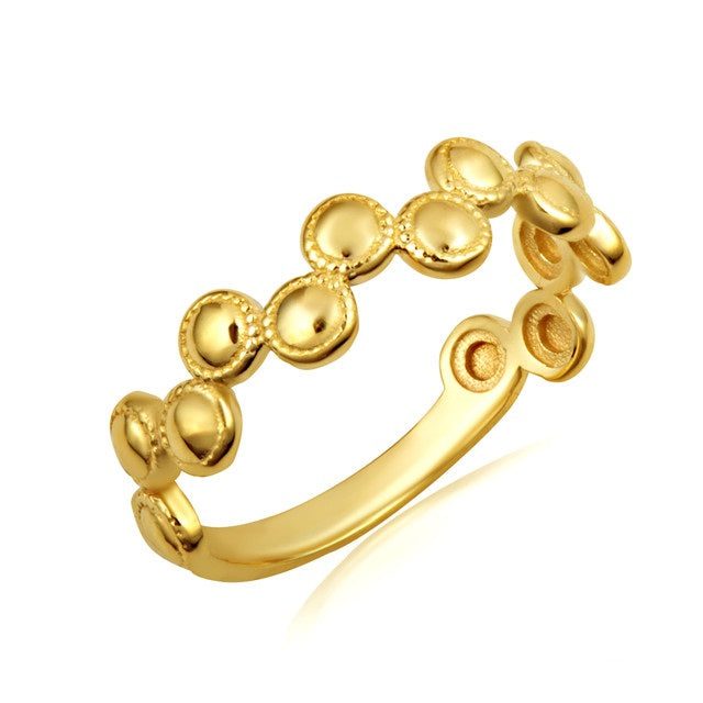 Gold Beaded Circle Bubble Band Ring, view 5