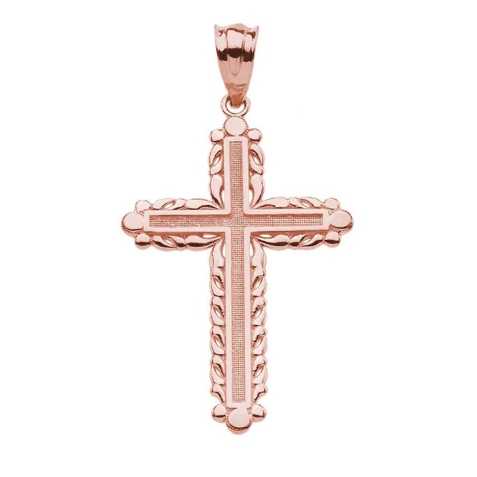Gold Beaded Cross Pendant Necklace, view 4