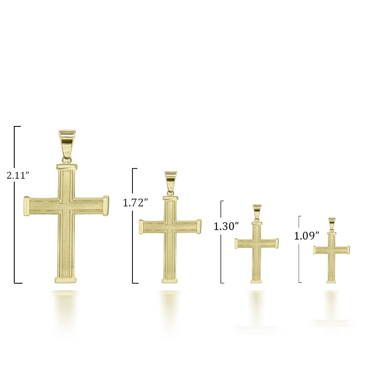 Gold Beaded Cross Pendant Necklace — Height: 1.3", view 4