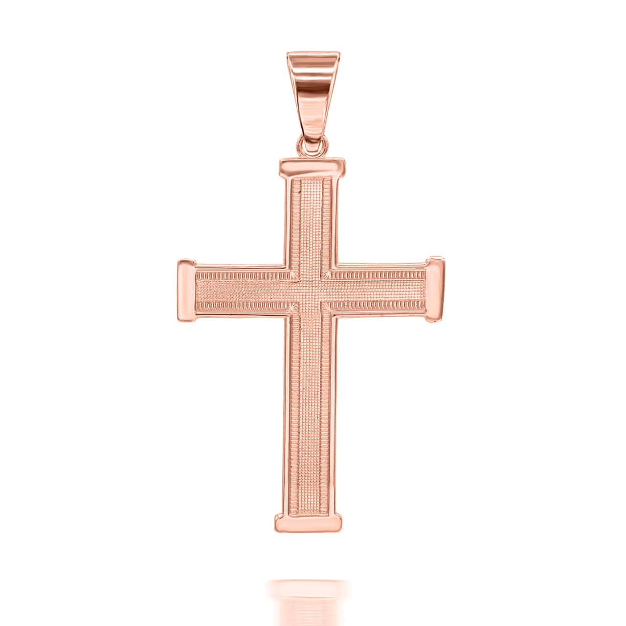 Gold Beaded Cross Pendant Necklace — Height: 1.3", view 6