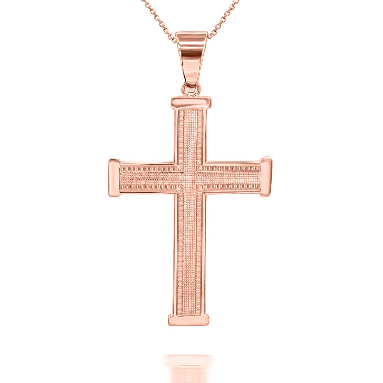 Gold Beaded Cross Pendant Necklace — Height: 1.3", view 7