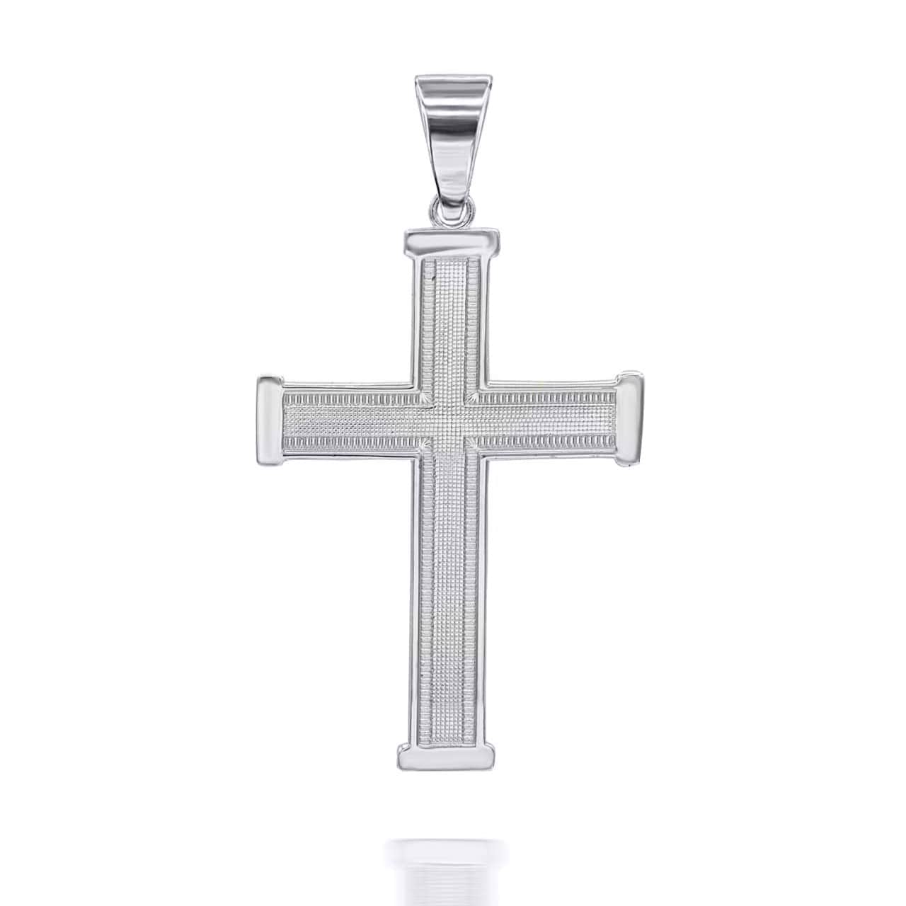 Gold Beaded Cross Pendant Necklace — Height: 1.3", view 8